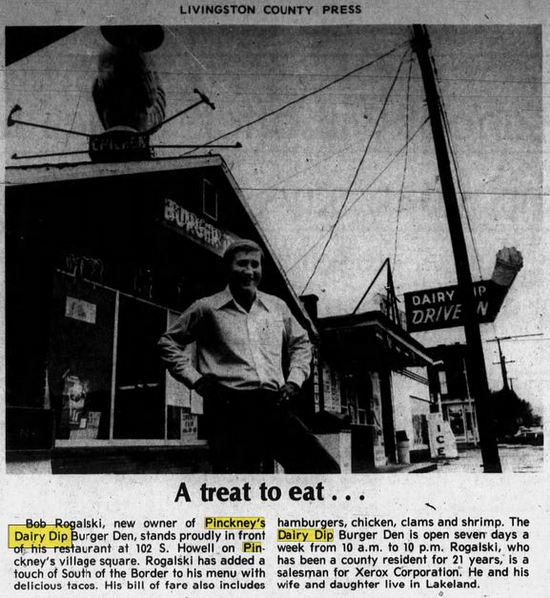 Dairy Dip Drive-In (Dairy Dip Burger Den) - Aug 1975 Article